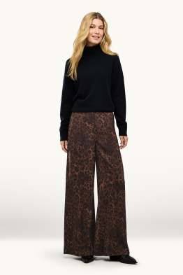 Pantalon en toile - mid waist - Palazzo - imprimé léopard