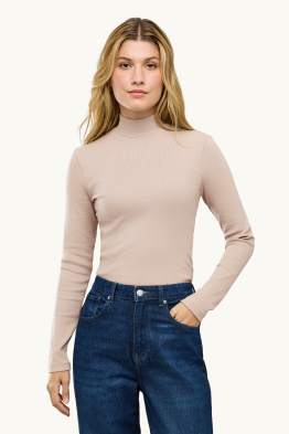 Langarmshirt - Slim Fit - gerippt