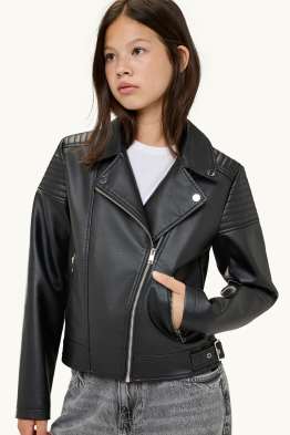 Blouson motard - matière synthétique
