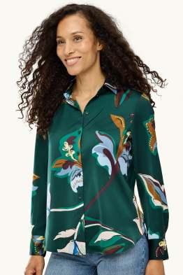 Satijnen blouse - regular fit - gebloemd