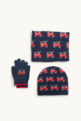 Feuerwehr - Set - Mütze, Loop Schal und Handschuhe