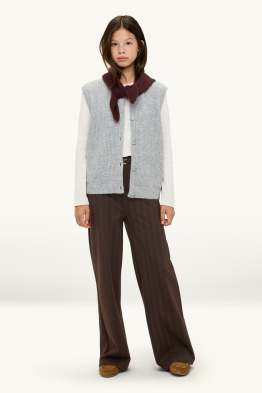 Pantalon de toile à ceinture - motif rayé