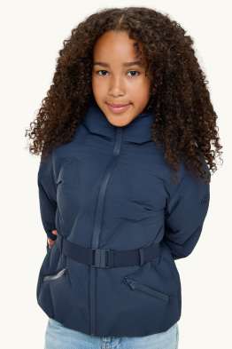 Quilted jacket with belt - lined - water-repellent