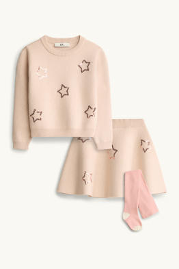Ensemble - pull chaud, jupe chaude et collants chauds