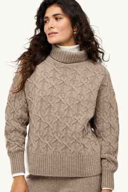 Pull à col roulé en cachemire mélangé - laine mélangée