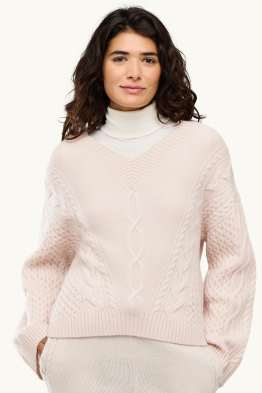 Pull avec encolure V contenant du cachemire - laine mélangée