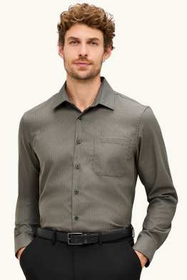 Chemise de bureau - regular fit - col kent - sans repassage - texturée
