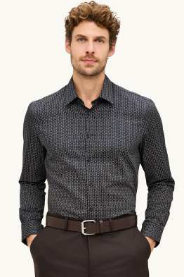 Chemise - regular fit - col kent - à motif