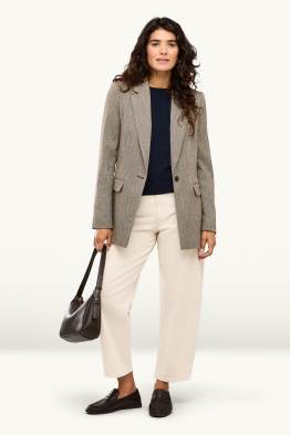 Pantalon en toile court - high waist - barrel leg