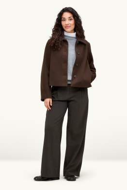 Pantalon en toile - high waist - wide leg - finition texturée