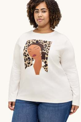 Langarmshirt - Regular Fit - Glanz-Effekt