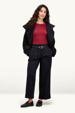 Pantalons de tela amb cinturó - high waist - wide leg