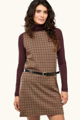 Kleid mit Gürtel - Straight Fit - kariert
