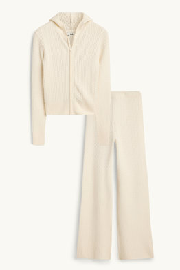 Set - cardigan and cloth trousers - 2 piece - cable knit pattern