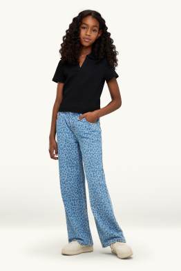 Wide Leg Jeans - gemustert