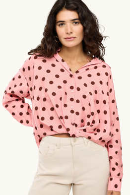 Shirt blouse with knot detail - polka dot