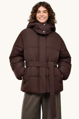 Steppjacke mit Gürtel - gefüttert - wasserabweisend