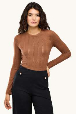Langarmshirt - Regular Fit - strukturiert