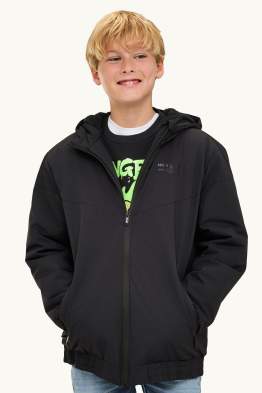 Rain jacket with hood - lined - water-repellent