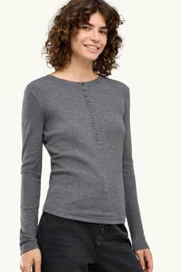 Henley T-shirt - slim fit - ribbed