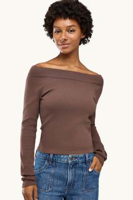 Langarmshirt - Slim Fit - gerippt