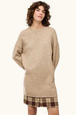 Gebreide jurk - straight fit - 2-in-1-look