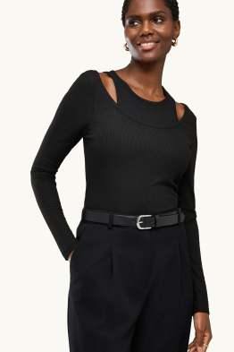 Longsleeve - regular fit - ribstof - 2-in-1-look