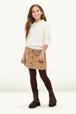 Ensemble - jupe et collants - 2 pièces - faux suède