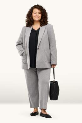 Plátěné kalhoty - high waist - tapered fit - strukturované