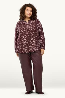 Pantaloni - vita media - straight fit - similpelle