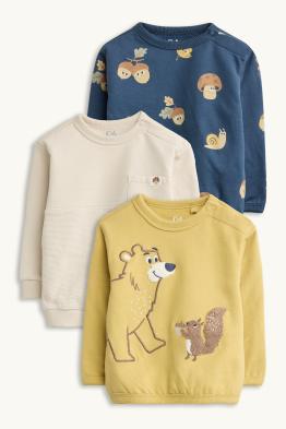Confezione da 3 - bosco e animali - felpa per neonati