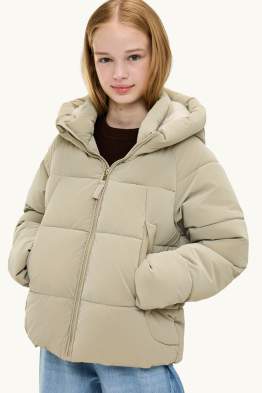 Quilted jacket with hood - lined
