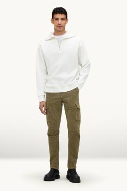 Corduroy cargo trousers - tapered fit - textured