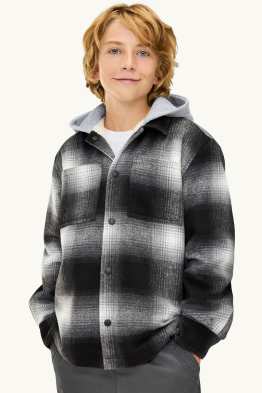 Hemdjacke mit Kapuze - kariert