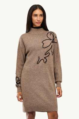 Strickkleid - Straight Fit - geblümt