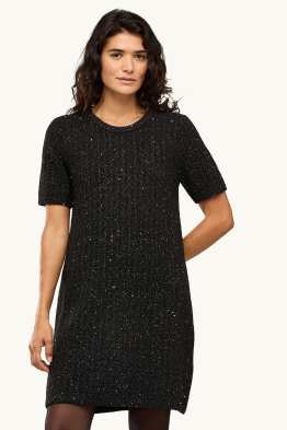 Rochie din tricot - straight fit - reiată - aspect lucios