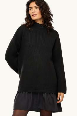 Knitted dress - ribbed - 2-in-1 look