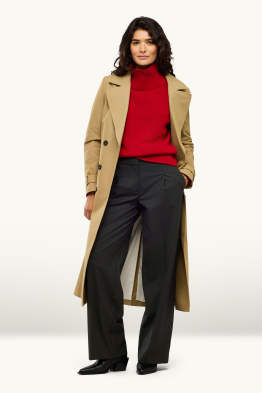 Pantalon - mid waist - wide leg - wolmix
