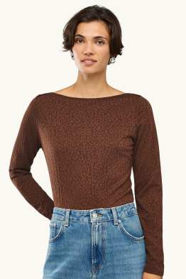 Longsleeve - regular fit - met structuur - luipaardprint