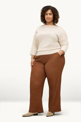 Pantalon en toile - mid waist - straight fit - finition texturée