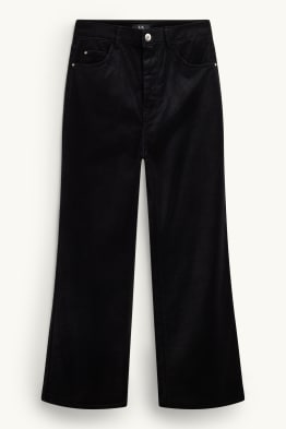 Samt-Hose - High Waist - Wide Leg