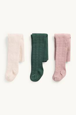 Multipack 3er - Baby-Thermo-Strumpfhose - Zopfmuster