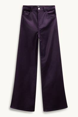 Samt-Hose - High Waist - Wide Leg