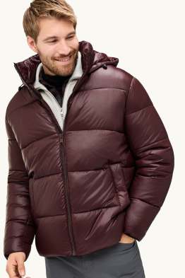Quilted jacket with hood - lined - water-repellent