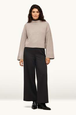 Pantaloni de stofă - talie înaltă - wide leg - cu model