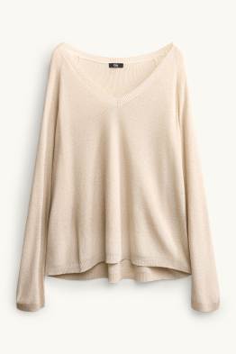 Pullover mit V-Ausschnitt - Glanz-Effekt