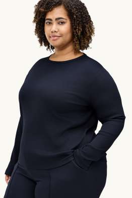 Tricou cu mânecă lungă - slim fit - reiat