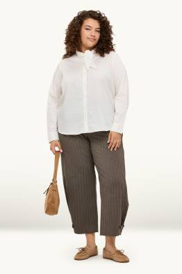 Pantalon - high waist - wide leg - krijtstrepen