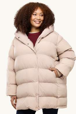 Quilted coat with hood - lined - water-repellent