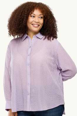 Hemdbluse mit Strasssteinen - gestreift